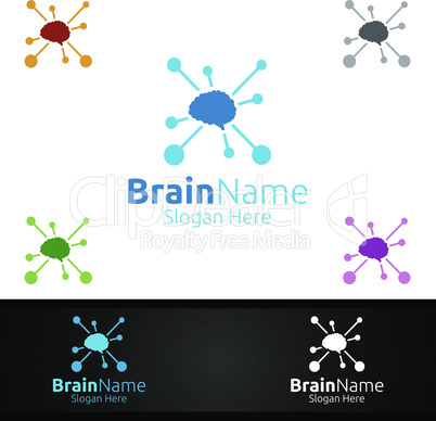 Brain Technology Logo with Think Idea Concept Design
