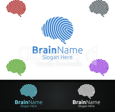 Brain Technology Logo with Think Idea Concept Design