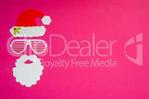 Santa Claus Paper Mask, Pink Background, Copy Space