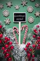 Retro Black Christmas Sign,Lights, English Text Goodbye 2020