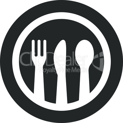 Spoon, knife, fork and a plate vector icon