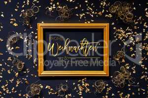 Frame, Golden Glitter Christmas Decoration, Gutes Neues Means Happy New Year