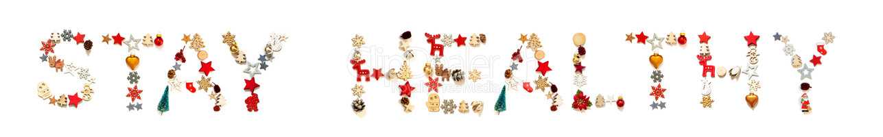Colorful Christmas Decoration Letter Building Word Stay Healthy