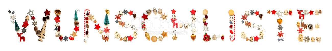 Colorful Christmas Decoration Letter Building Wunschliste Means Wish List