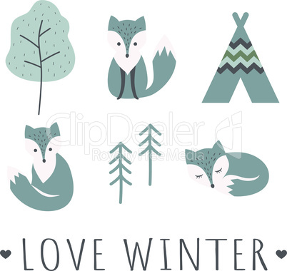 Love winter slogan cartoon t-shirt template