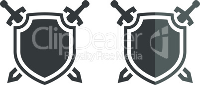 Shield and crossed swords vector icon