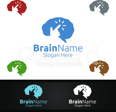 Click Brain Technology Logo with Think Idea Concept Design