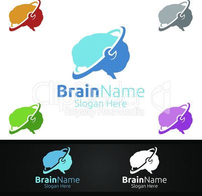 Fix Brain Logo with Think Idea Concept Design