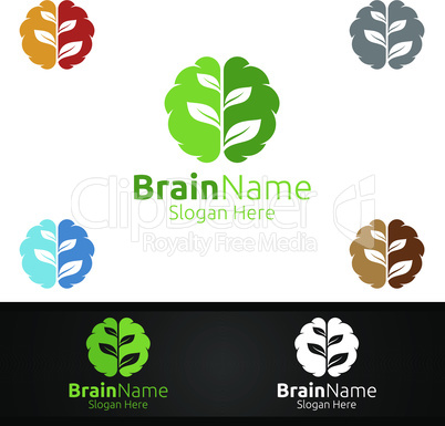 Eco Brain Logo with Think Idea Concept Design