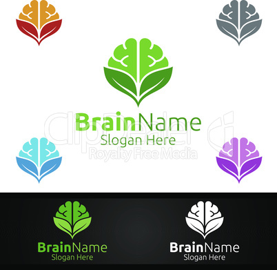 Eco Brain Logo with Think Idea Concept Design