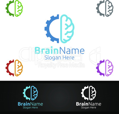 Fix Brain Logo with Think Idea Concept Design