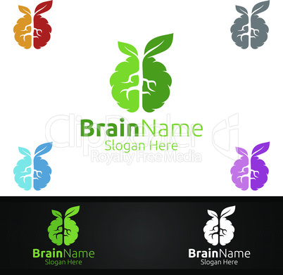 Eco Brain Logo with Think Idea Concept Design