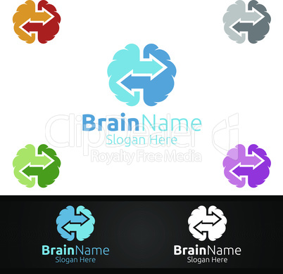 Arrow Brain Logo with Think Idea Concept Design
