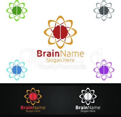 Brain Technology Logo with Think Idea Concept Design