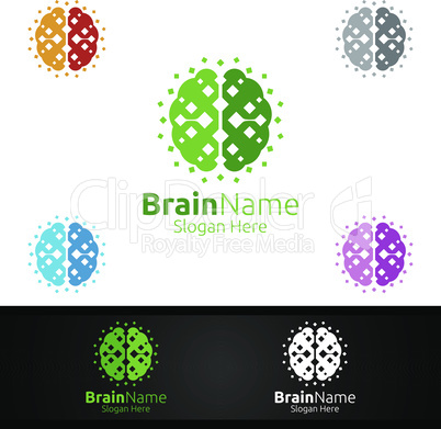 Diamond Brain Logo with Think Idea Concept Design