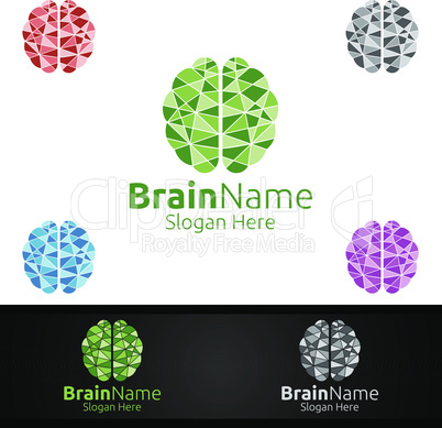 Diamond Brain Logo with Think Idea Concept Design