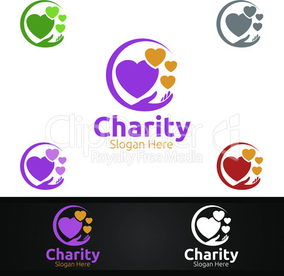 Helping Hand Charity Foundation Creative Logo for Voluntary Church or Charity Donation