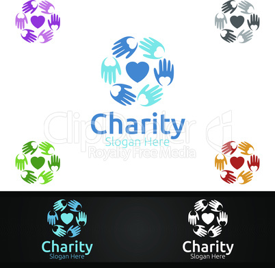 Helping Hand Charity Foundation Creative Logo for Voluntary Church or Charity Donation