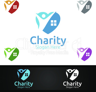 Home Helping Hand Charity Foundation Creative Logo for Voluntary Church or Charity Donation