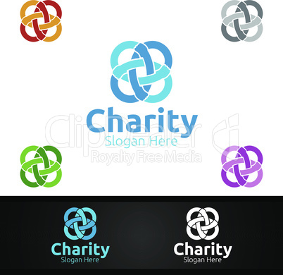 Infinity Helping Hand Charity Foundation Creative Logo for Voluntary Church or Charity Donation