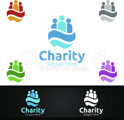 Global Helping Hand Charity Foundation Creative Logo for Voluntary Church or Charity Donation