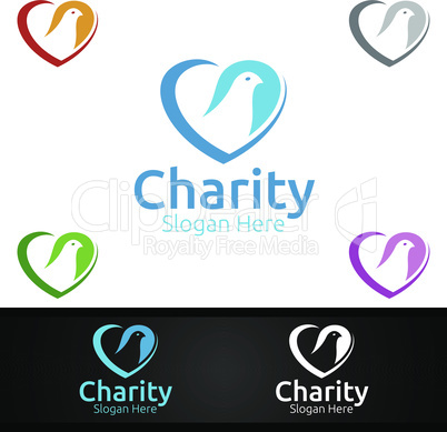 Dove Helping Hand Charity Foundation Creative Logo for Voluntary Church or Charity Donation