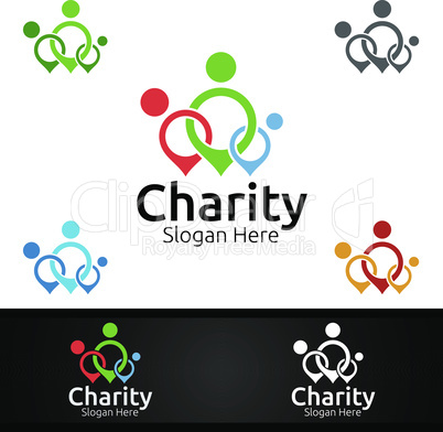 Helping Hand Charity Foundation Creative Logo for Voluntary Church or Charity Donation