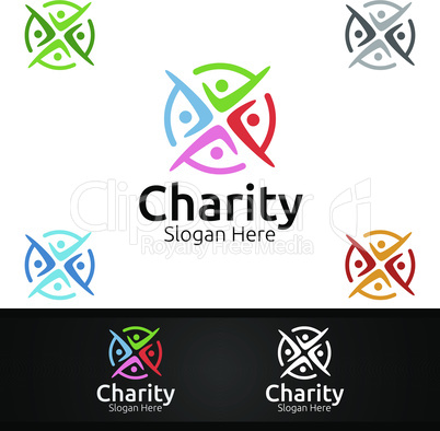 Helping Hand Charity Foundation Creative Logo for Voluntary Church or Charity Donation