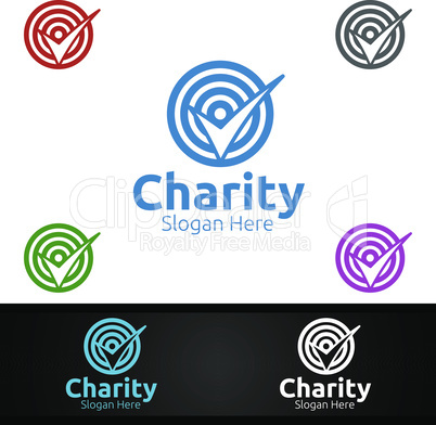 Target Helping Hand Charity Foundation Creative Logo for Voluntary Church or Charity Donation