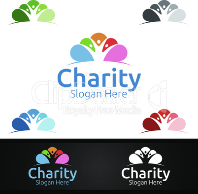 Cloud Helping Hand Charity Foundation Creative Logo for Voluntary Church or Charity Donation