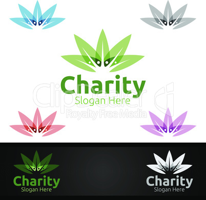 Natural Helping Hand Charity Foundation Creative Logo for Voluntary Church or Charity Donation