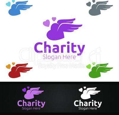 Angel Helping Hand Charity Foundation Creative Logo for Voluntary Church or Charity Donation