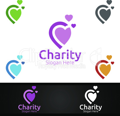 Pin Helping Hand Charity Foundation Creative Logo for Voluntary Church or Charity Donation