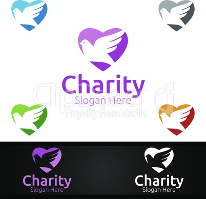 Dove Helping Hand Charity Foundation Creative Logo for Voluntary Church or Charity Donation