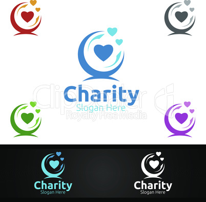 Letter C Helping Hand Charity Foundation Creative Logo for Voluntary Church or Charity Donation