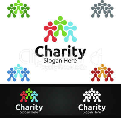 Human Helping Hand Charity Foundation Creative Logo for Voluntary Church or Charity Donation