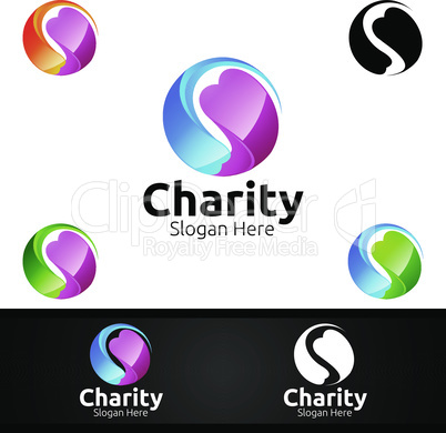 3D Helping Hand Charity Foundation Creative Logo for Voluntary Church or Charity Donation