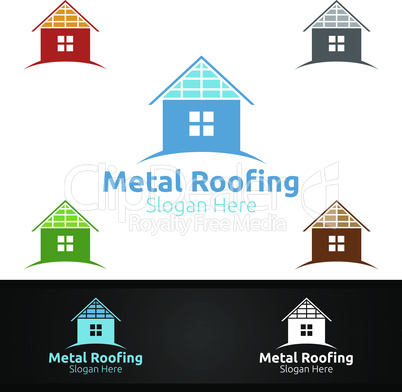 Metal Roofing Logo for Shingles Roof Real Estate or Handyman Architecture