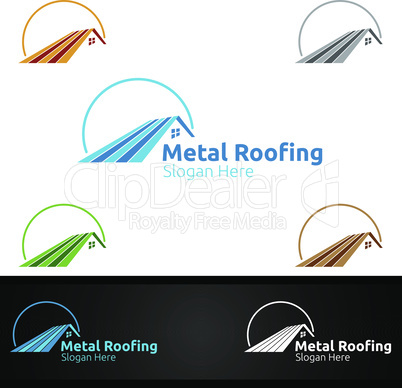 Metal Roofing Logo for Shingles Roof Real Estate or Handyman Architecture