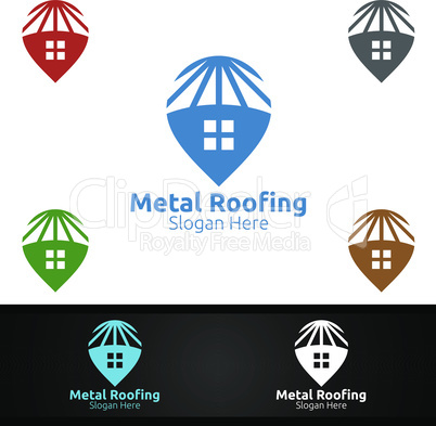 Pin Metal Roofing Logo for Shingles Roof Real Estate or Handyman Architecture