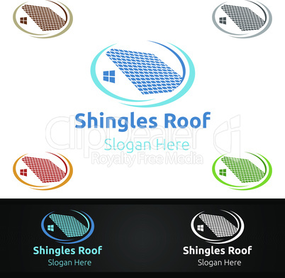 Shingles Roofing Logo for Property Roof Real Estate or Handyman Architecture