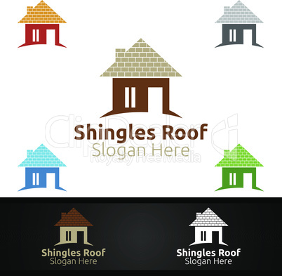 Shingles Roofing Logo for Property Roof Real Estate or Handyman Architecture
