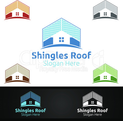Shingles Roofing Logo for Property Roof Real Estate or Handyman Architecture