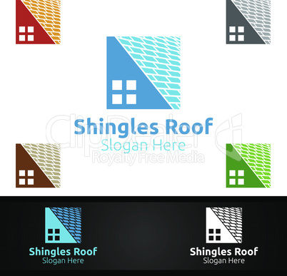 Shingles Roofing Logo for Property Roof Real Estate or Handyman Architecture