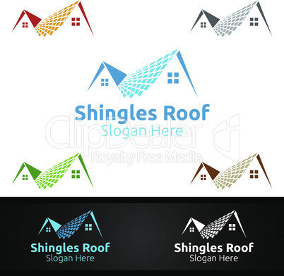 Shingles Roofing Logo for Property Roof Real Estate or Handyman Architecture