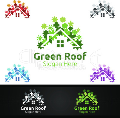 Green Roofing Logo for Property Roof Real Estate or Handyman Architecture