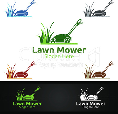 Lawn Mower Logo for Lawn Mowing Gardener Design