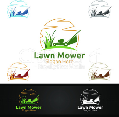 Lawn Mower Logo for Lawn Mowing Gardener Design