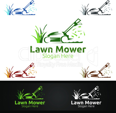 Lawn Mower Logo for Lawn Mowing Gardener Design