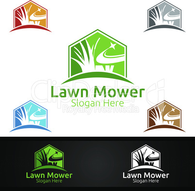 Lawn Mower Logo for Lawn Mowing Gardener Design